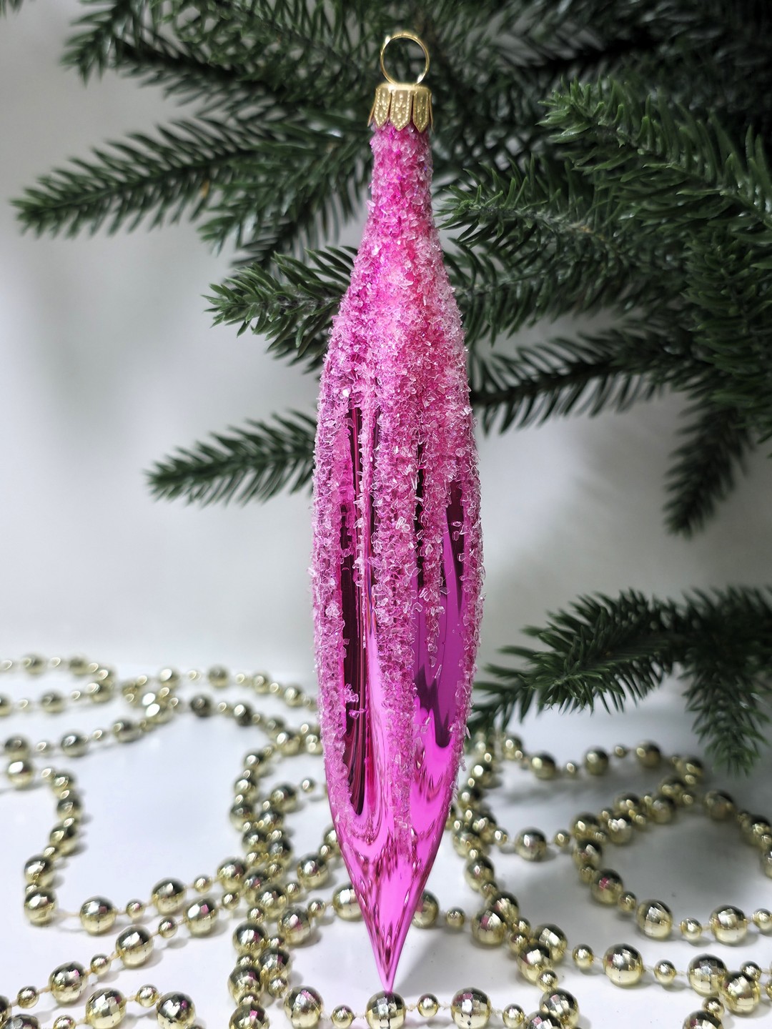 фото Стеклянная елочная игрушка Сосулька