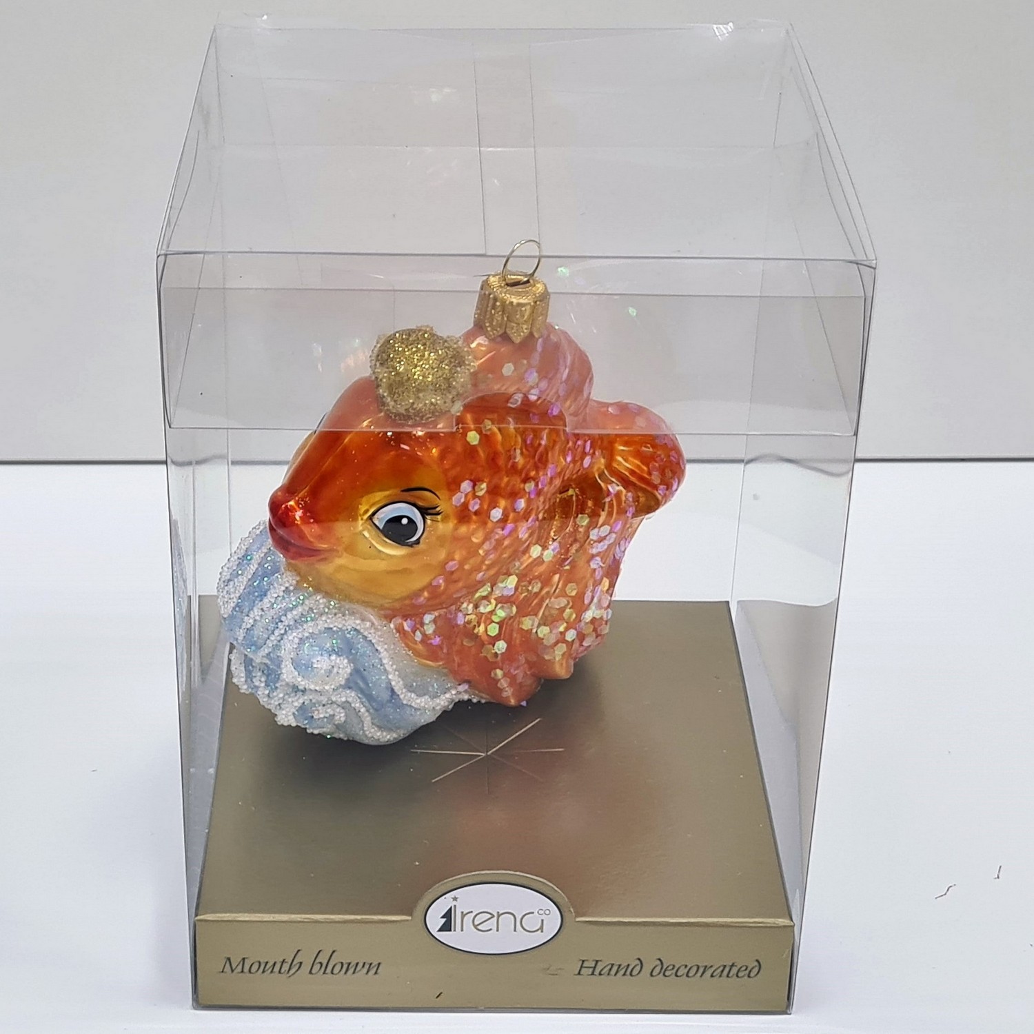 фото Стеклянная елочная игрушка Золотая рыбка