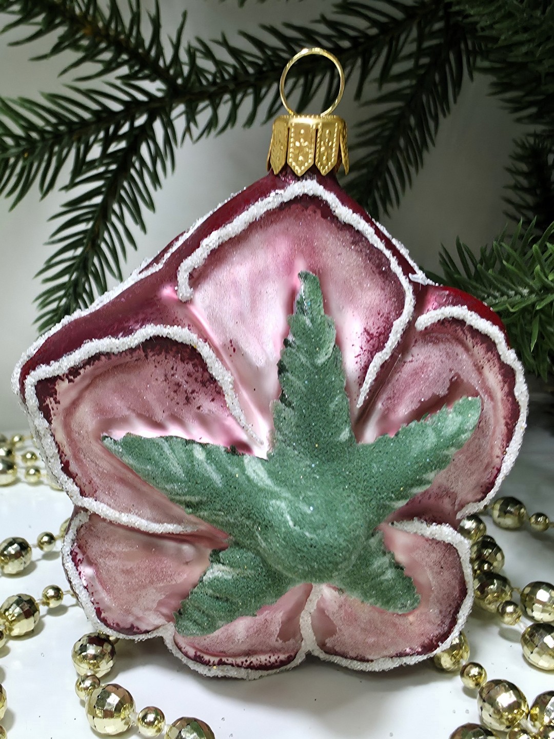 фото Стеклянная елочная игрушка Роза