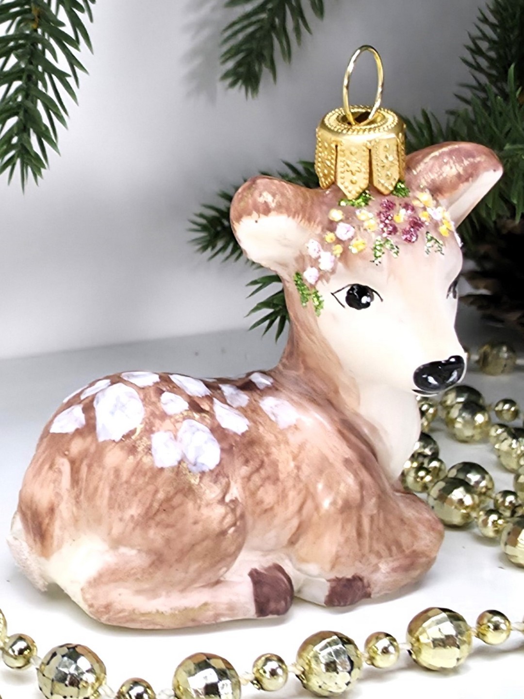 фото Стеклянная елочная игрушка Олененок винтаж
