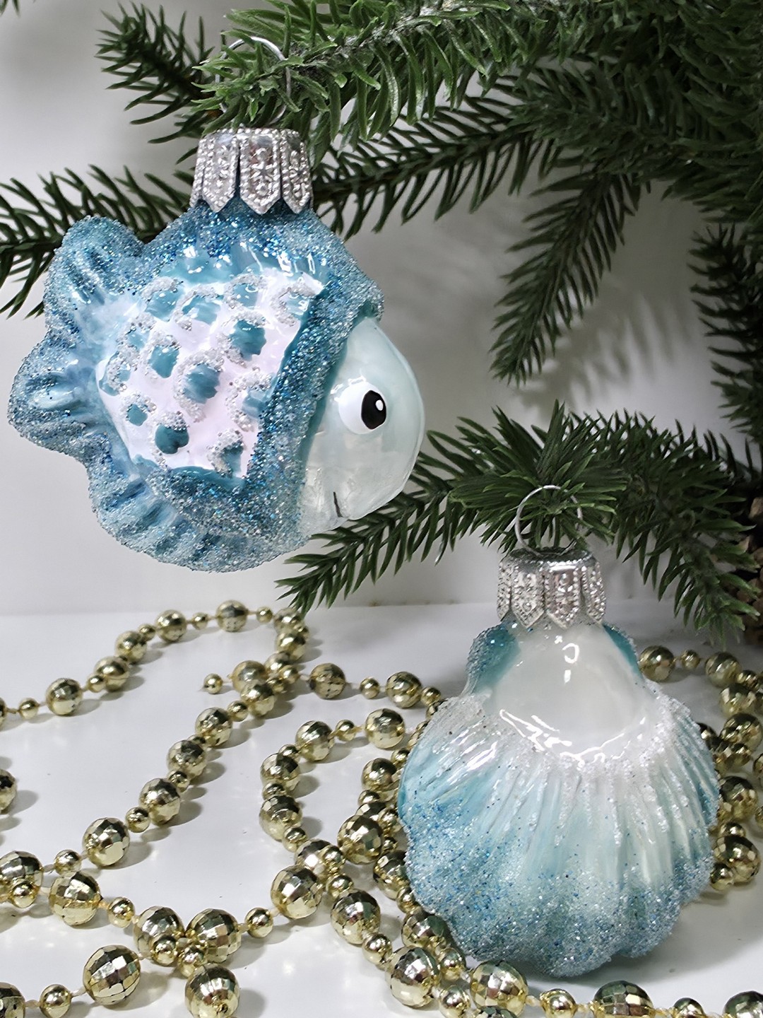 фото Набор ёлочных игрушек Ракушка и рыбка