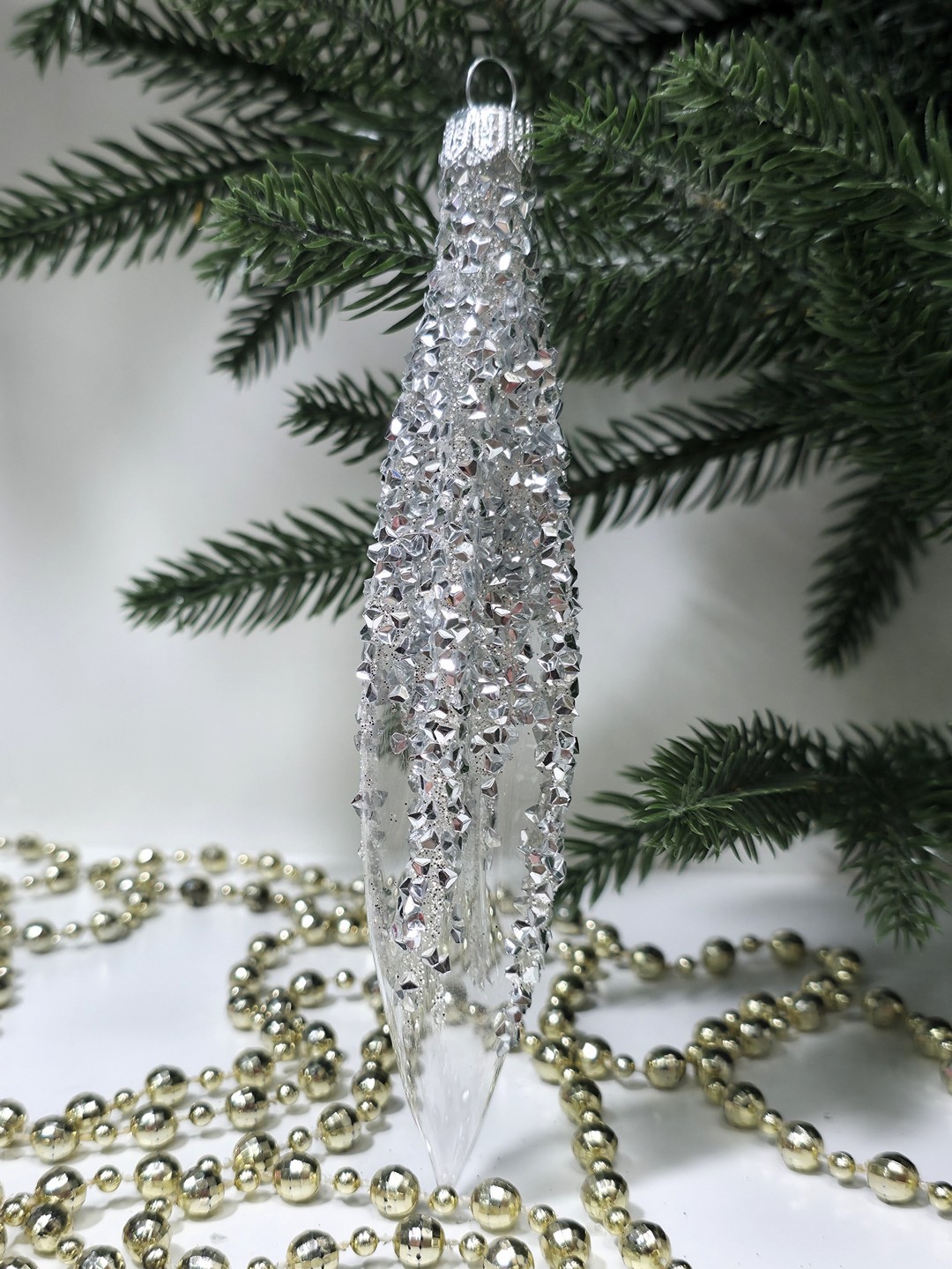 фото Стеклянная елочная игрушка Сосулька