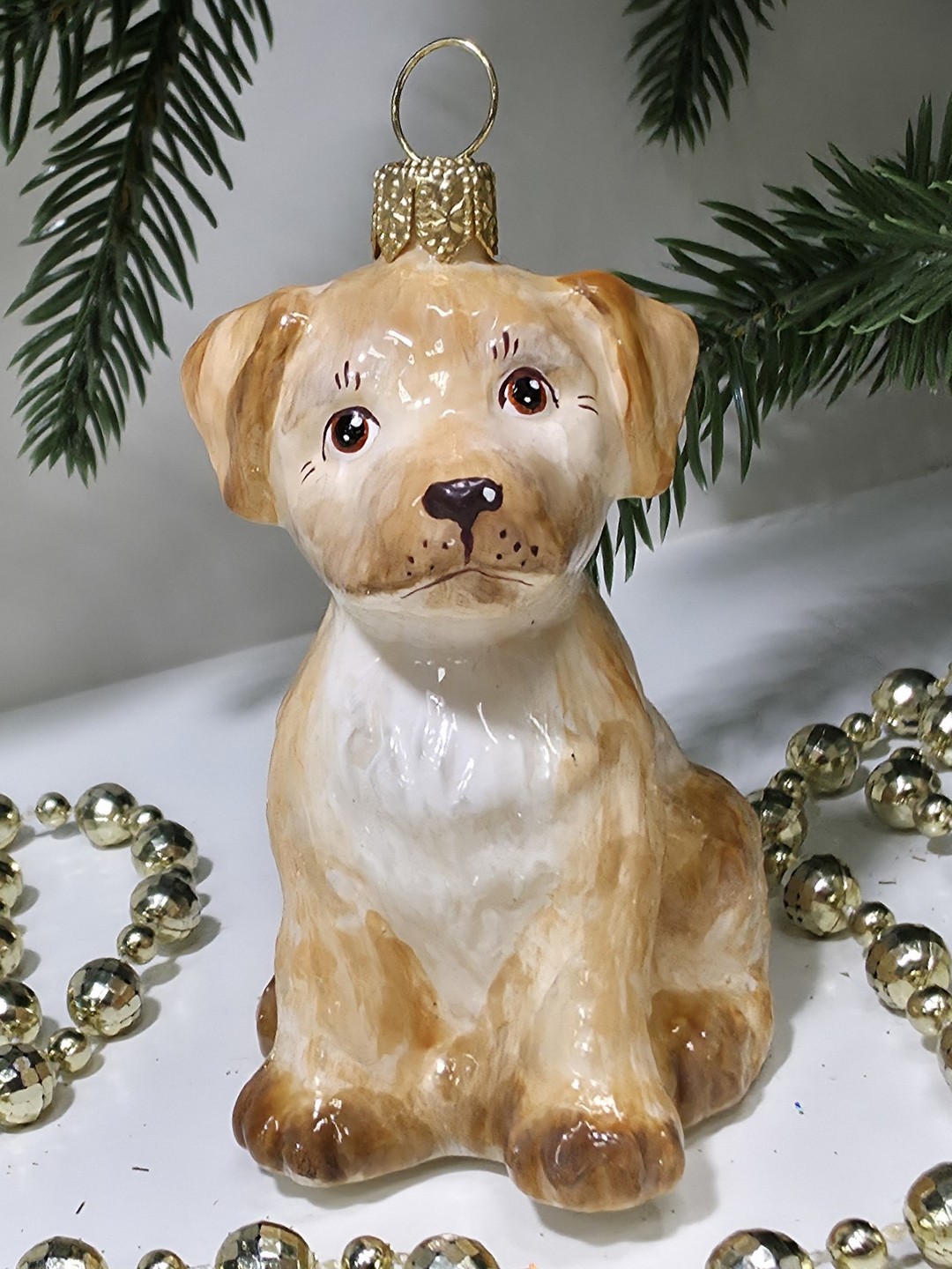 фото Стеклянная елочная игрушка Лабрадор
