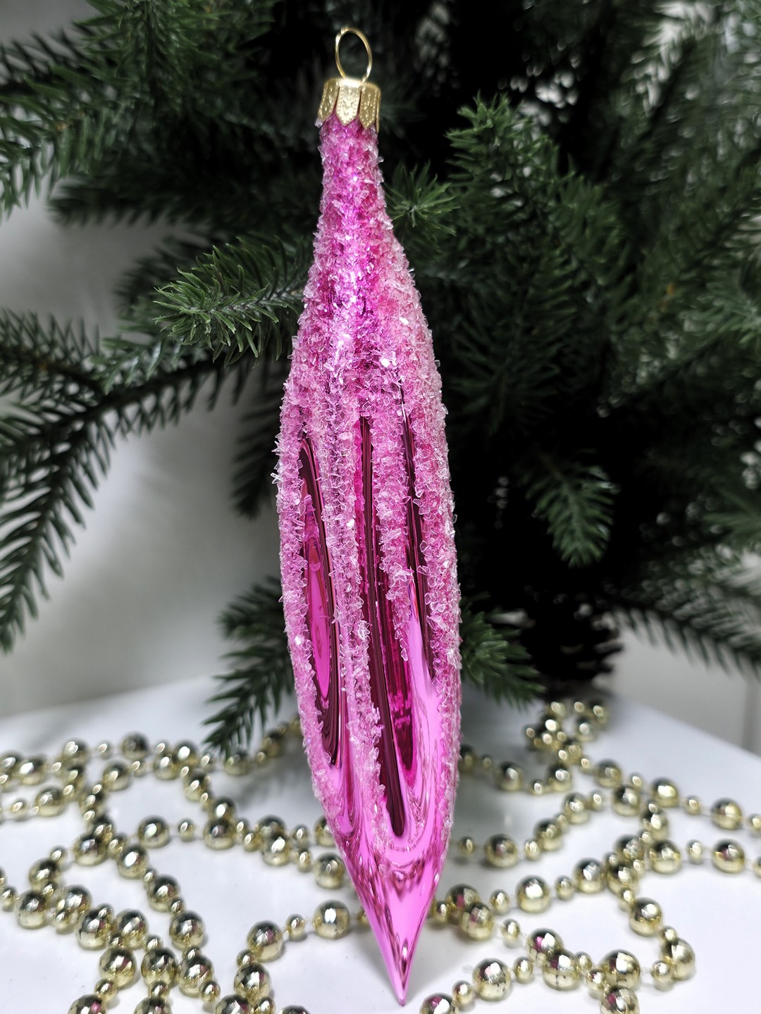 фото Стеклянная елочная игрушка Сосулька