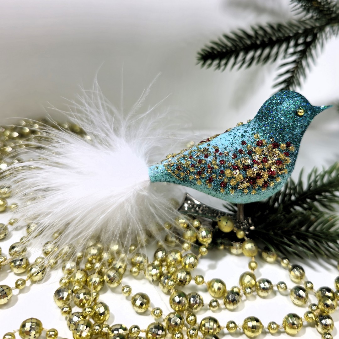 фото Стеклянная елочная игрушка Птичка