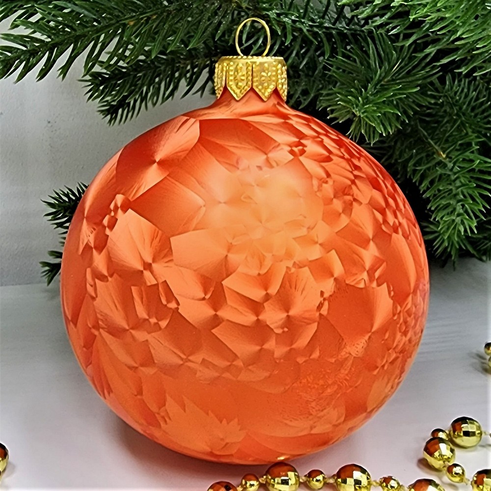 фото Стеклянный шар 80 мм Морозко оранж