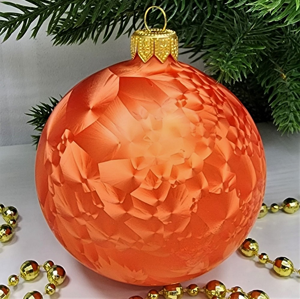 фото Стеклянный шар 80 мм Морозко оранж