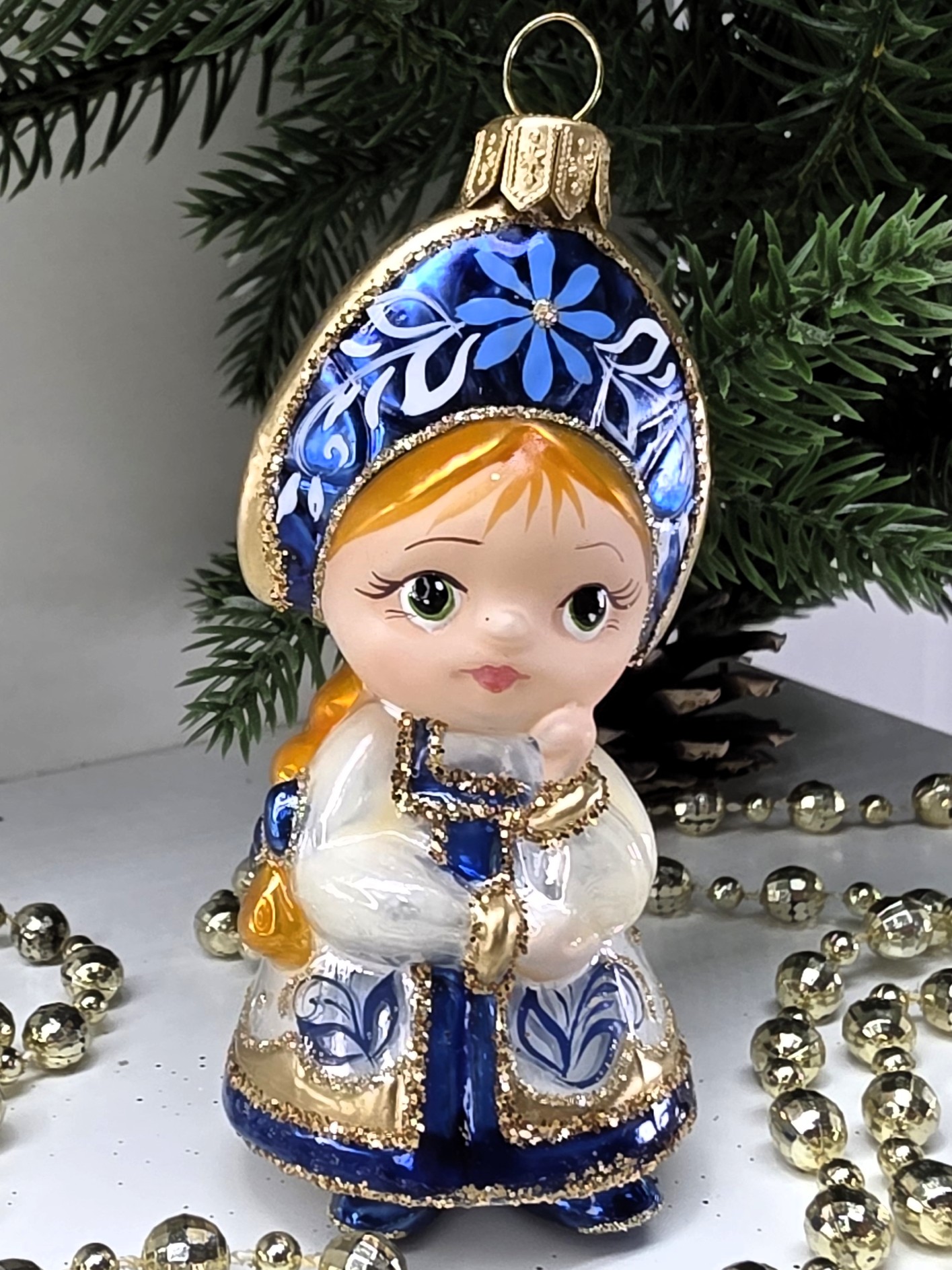 фото Стеклянная ёлочная игрушка Василиса-7