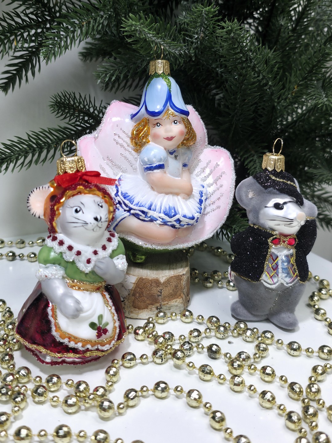 фото Набор ёлочных игрушек Дюймовочка, мышка и крот