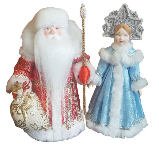 фото Набор Дед Мороз и Снегурочка из ткани №129