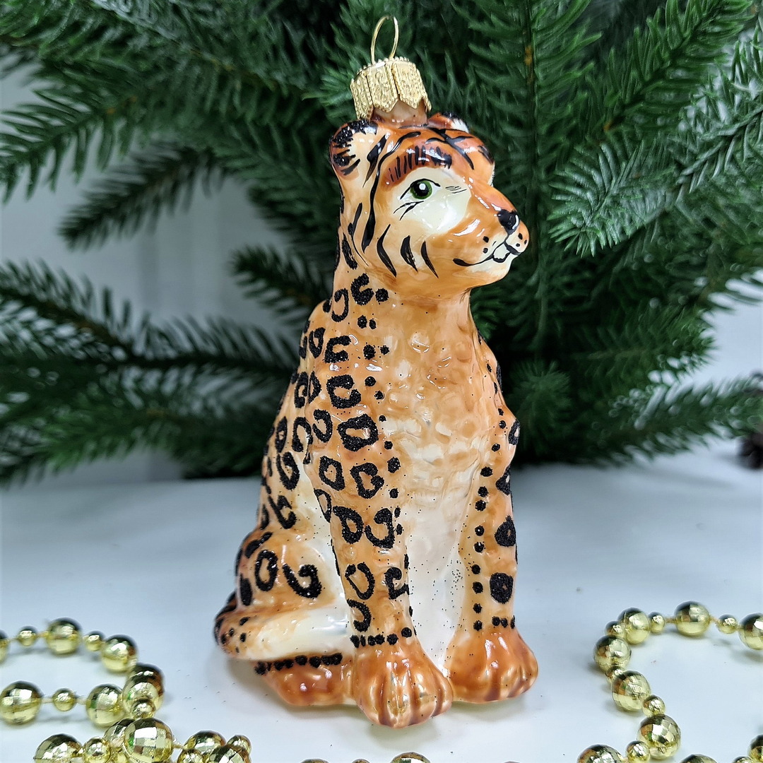 фото Стеклянная елочная игрушка Леопард