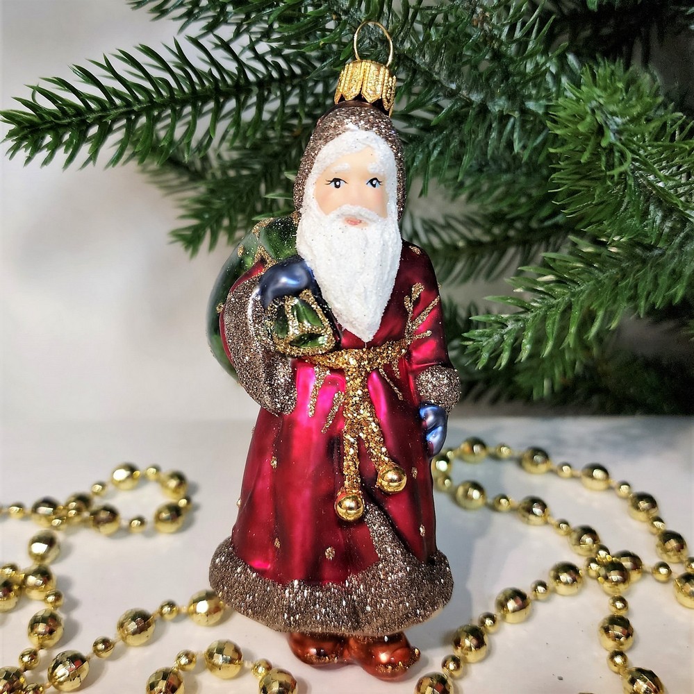 фото Стеклянная елочная игрушка Дед Мороз царский