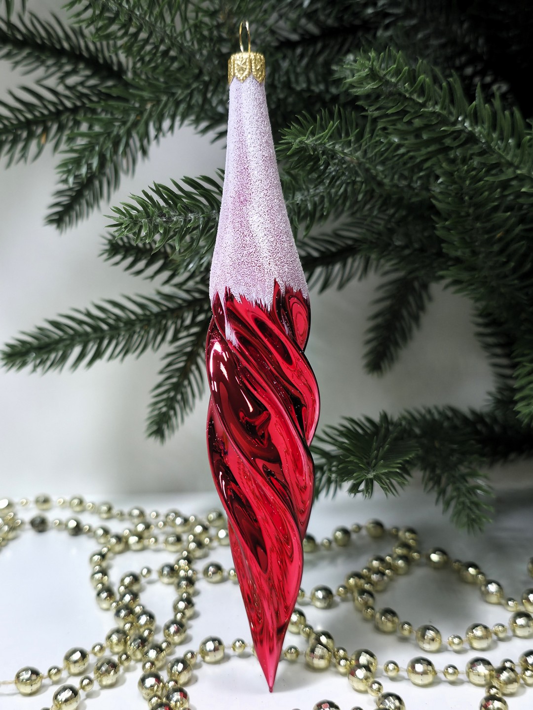 фото Стеклянная елочная игрушка Сосулька