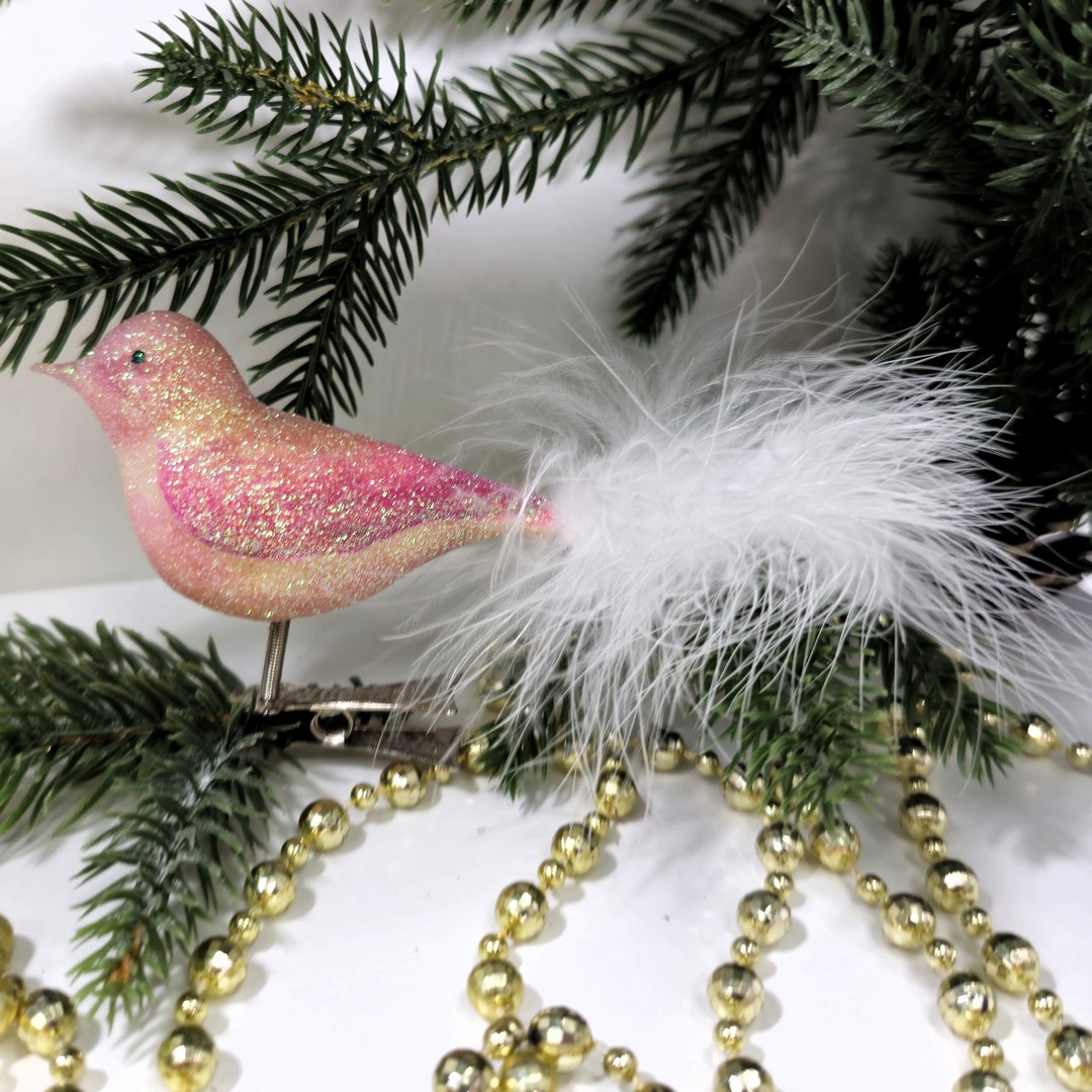 фото Стеклянная елочная игрушка Птичка