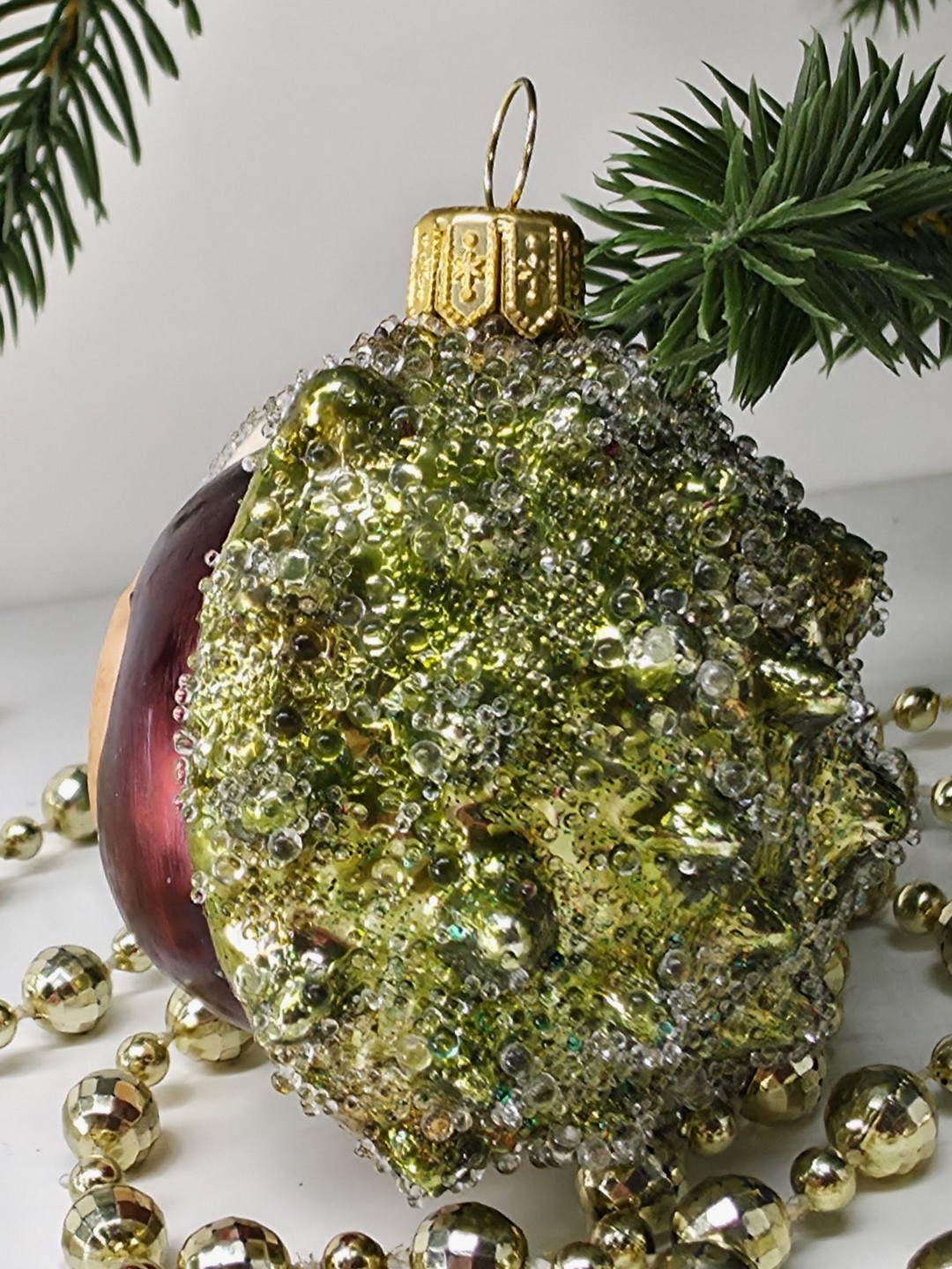 фото Стеклянная елочная игрушка Каштан