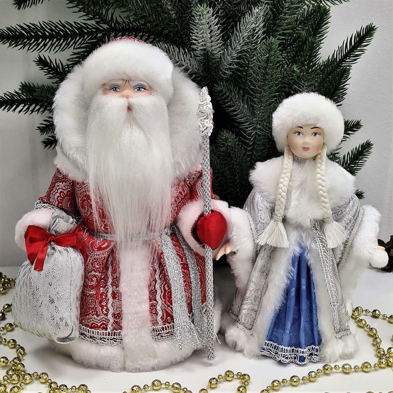 фото Набор Дед Мороз 22 см и Снегурочка 20 см №122