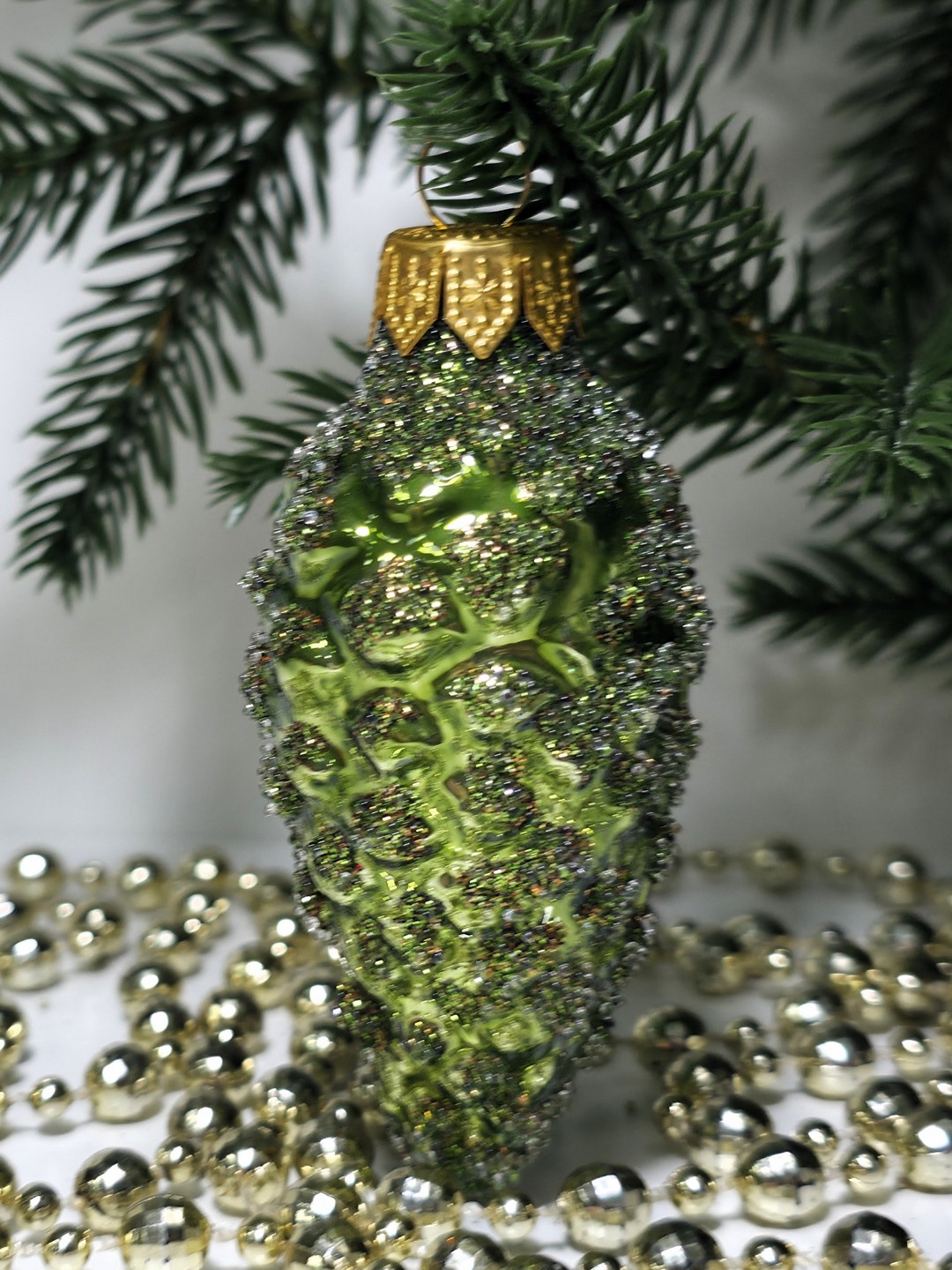 фото Стеклянная елочная игрушка Шишка