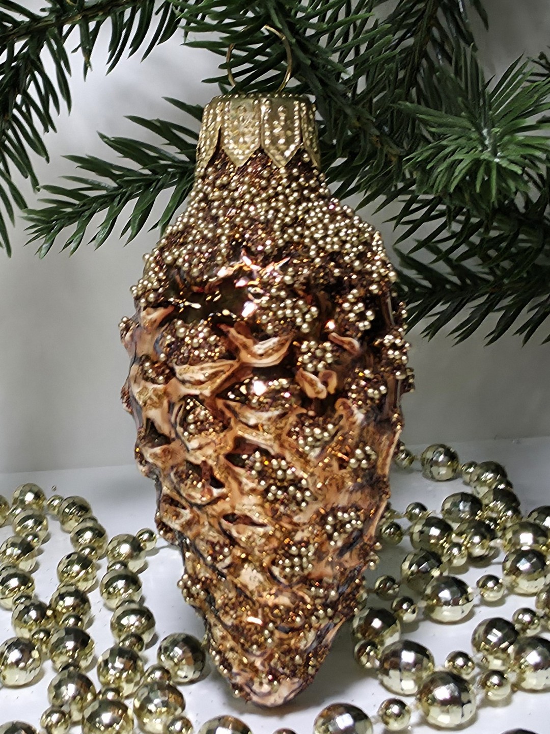 фото Стеклянная елочная игрушка Шишка