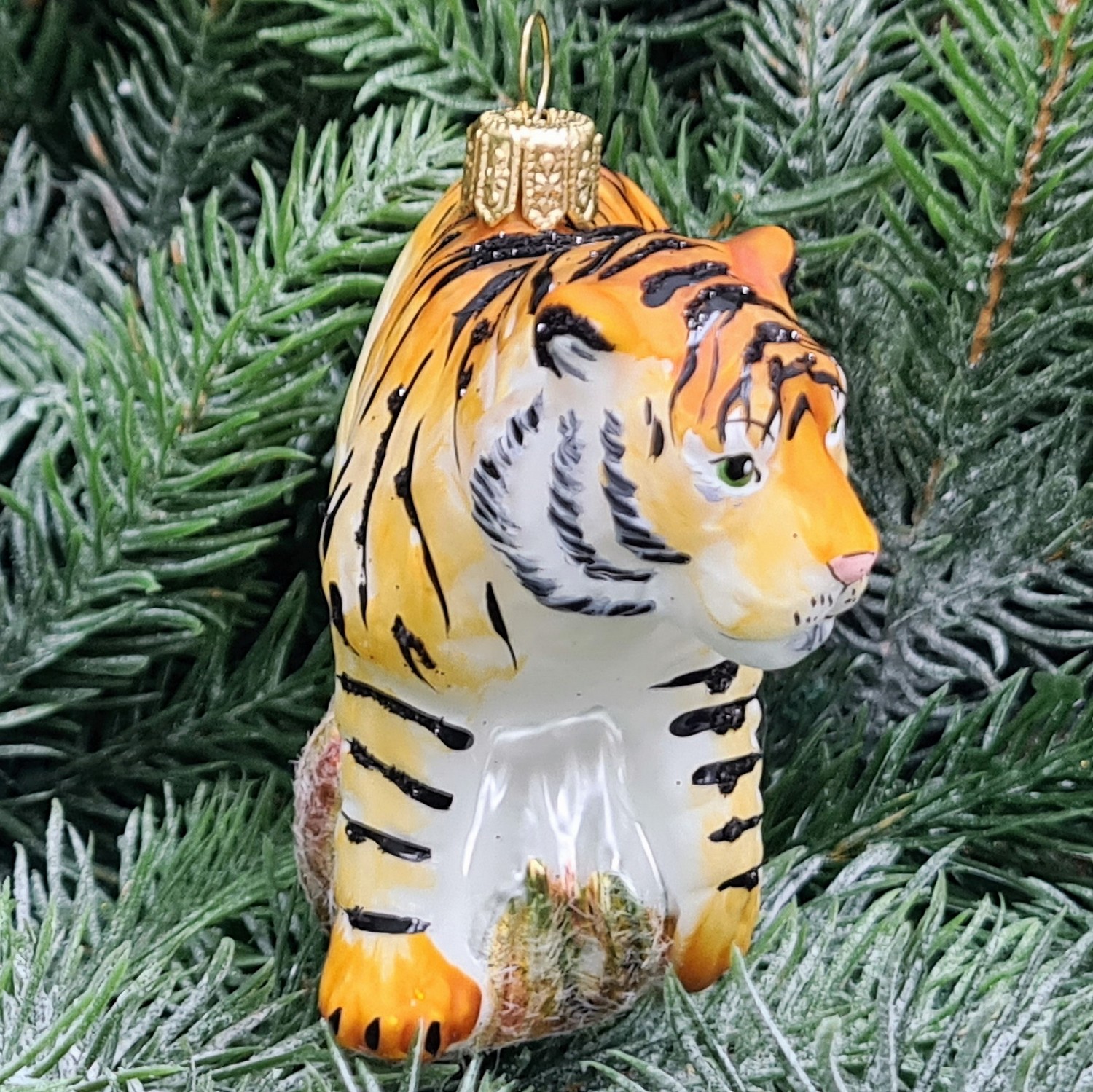 фото Стеклянная елочная игрушка Амурский тигр
