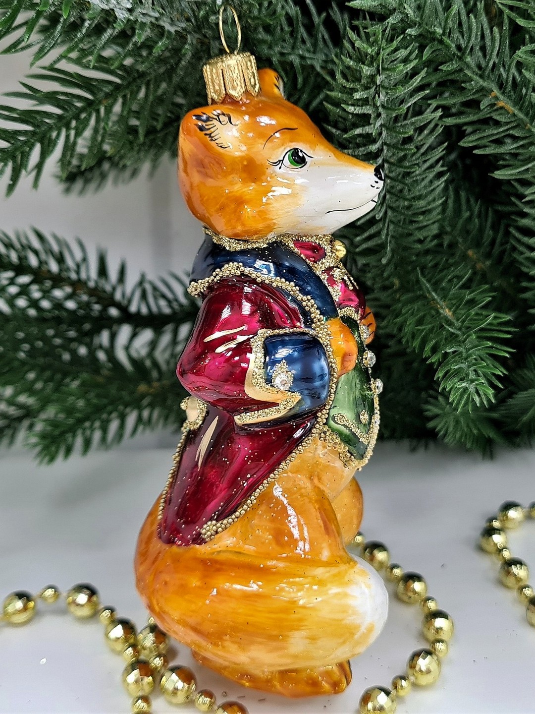 фото Стеклянная елочная игрушка Лис