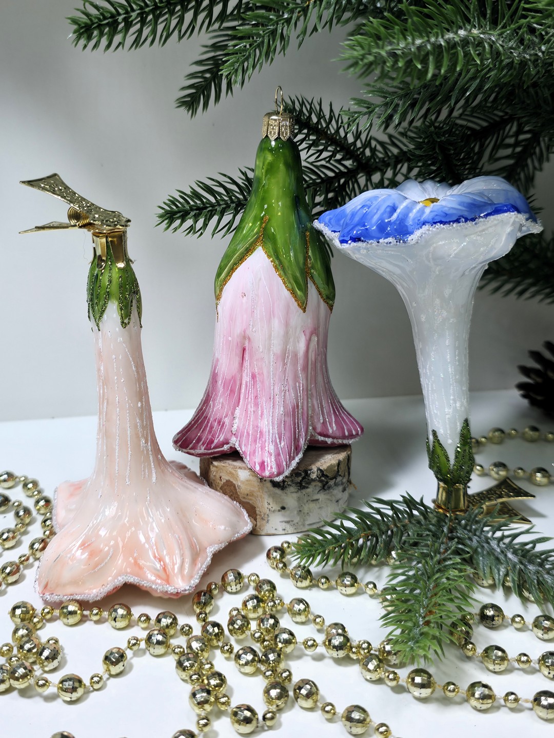 фото Набор ёлочных игрушек Три цветочка