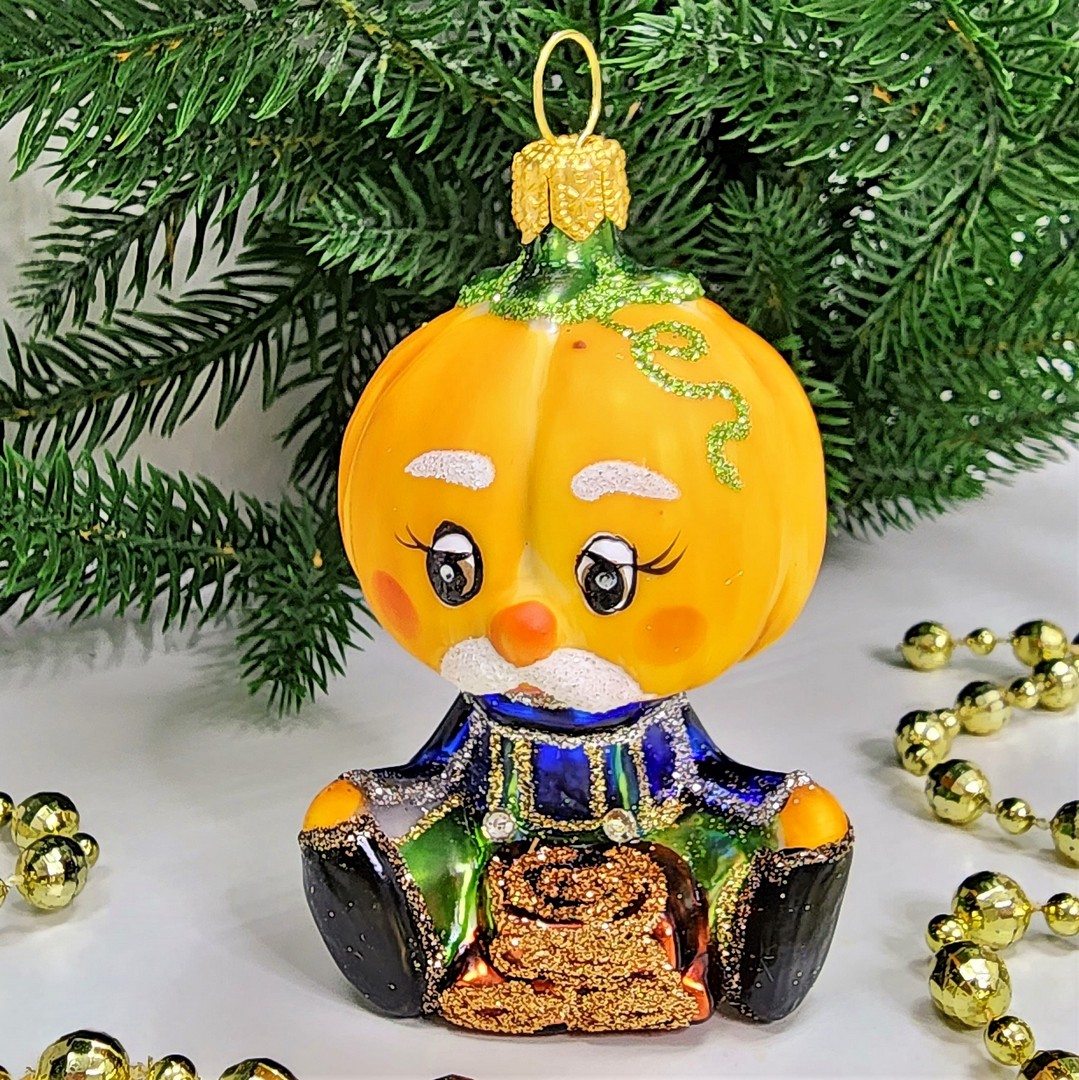 фото Стеклянная елочная игрушка Кум Тыква