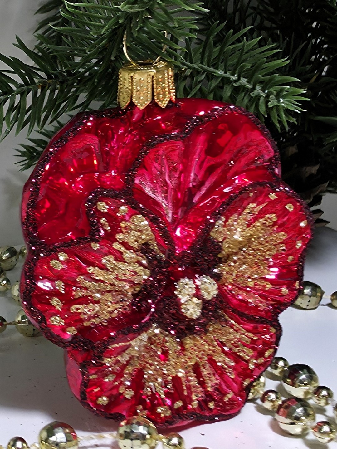 фото Стеклянная елочная игрушка Фиалка