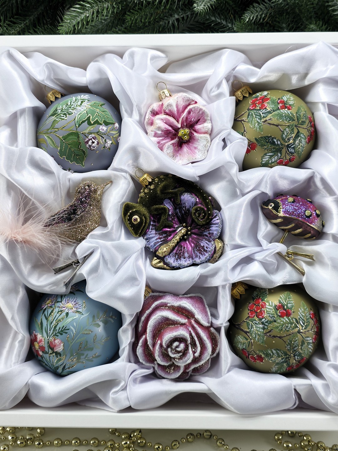 фото Набор ёлочных игрушек Цветочный