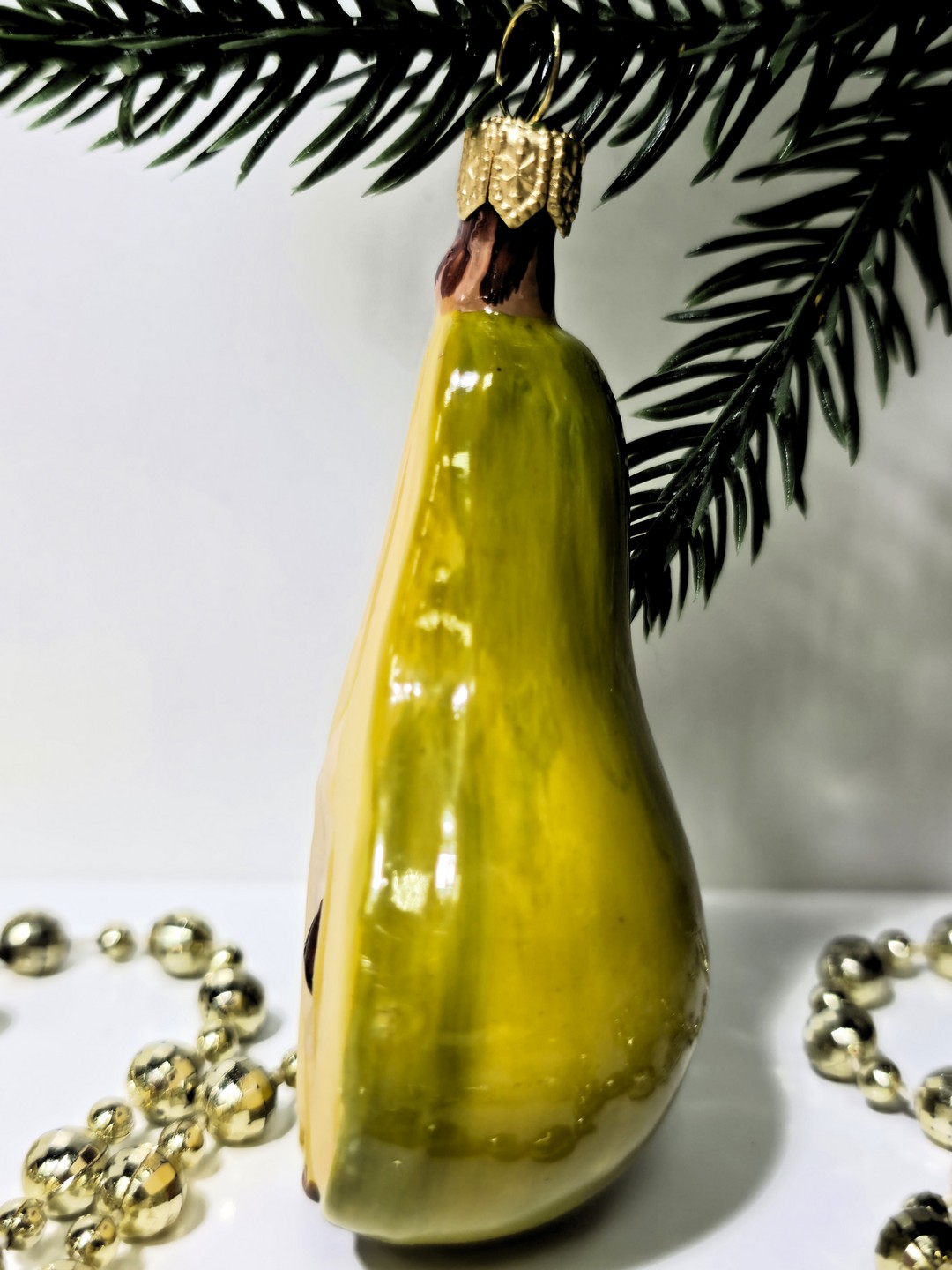 фото Стеклянная елочная игрушка Груша половинка