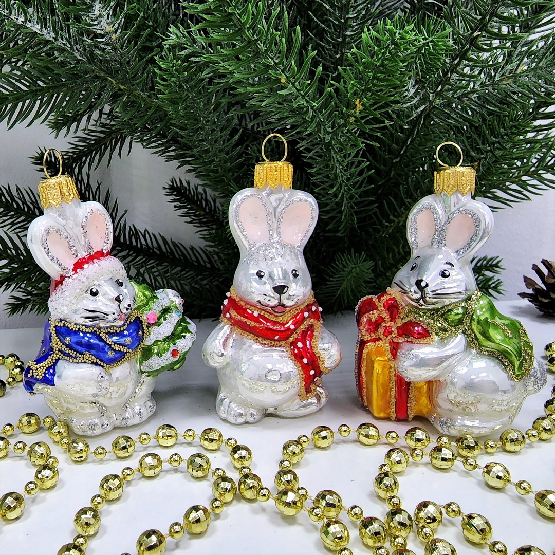 фото Набор ёлочных игрушек Три зайчика