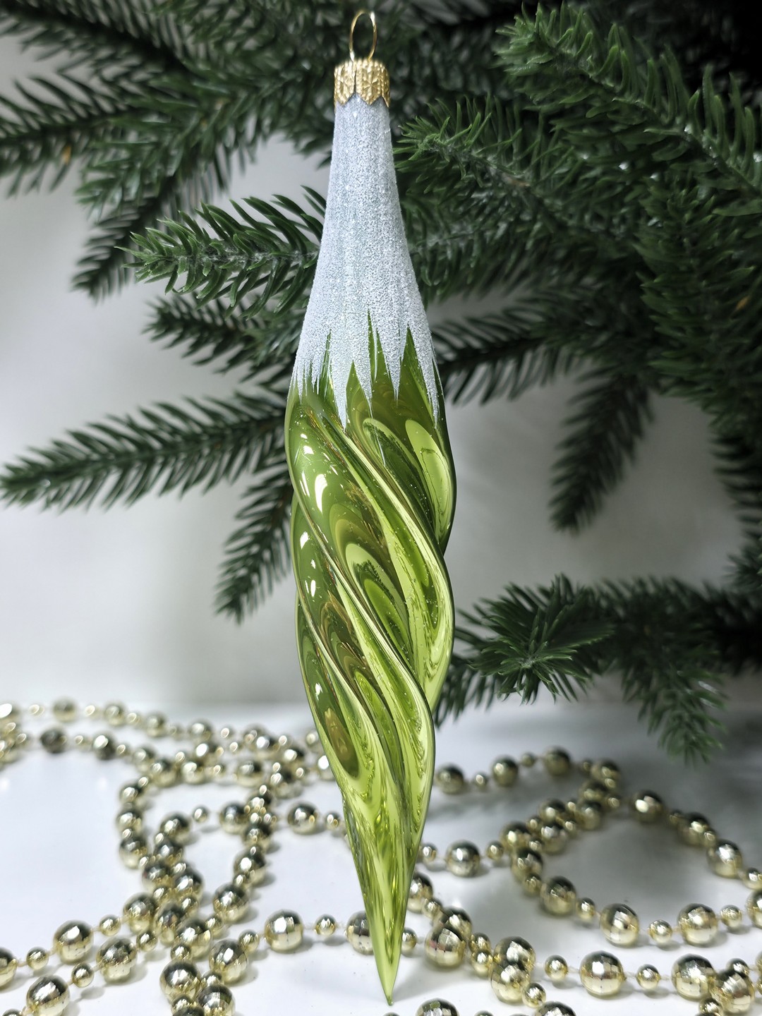 фото Стеклянная елочная игрушка Сосулька