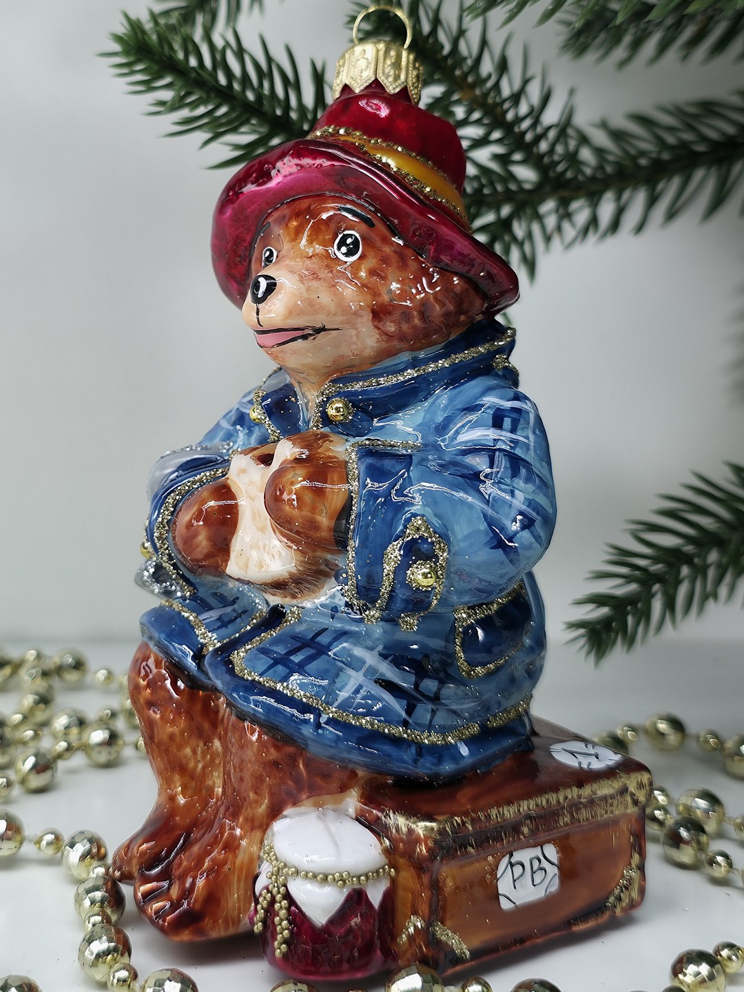 фото Стеклянная елочная игрушка Мишка Паддингтон