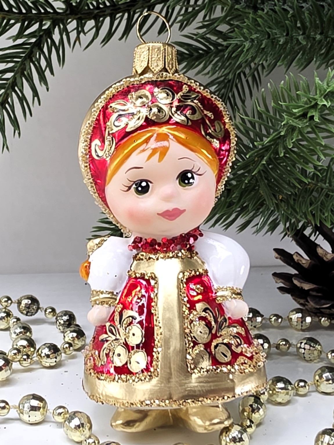 фото Стеклянная ёлочная игрушка Василиса-6