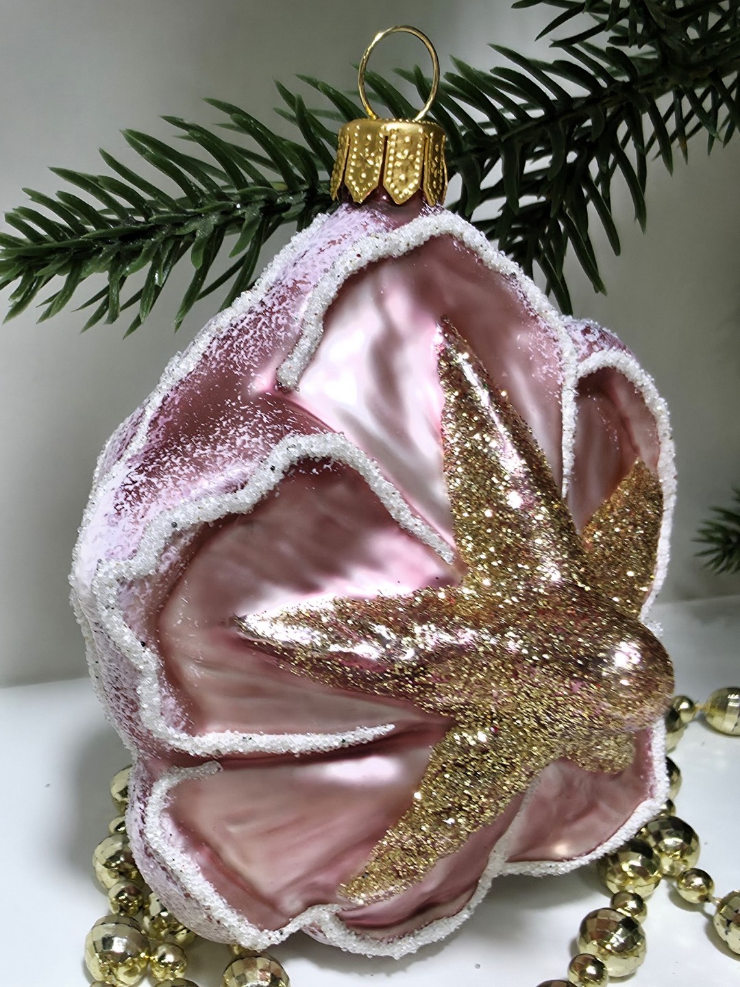 фото Стеклянная елочная игрушка Роза