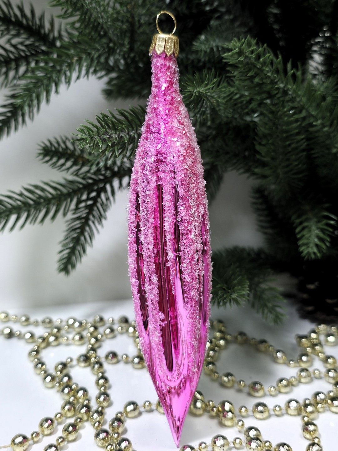 фото Стеклянная елочная игрушка Сосулька