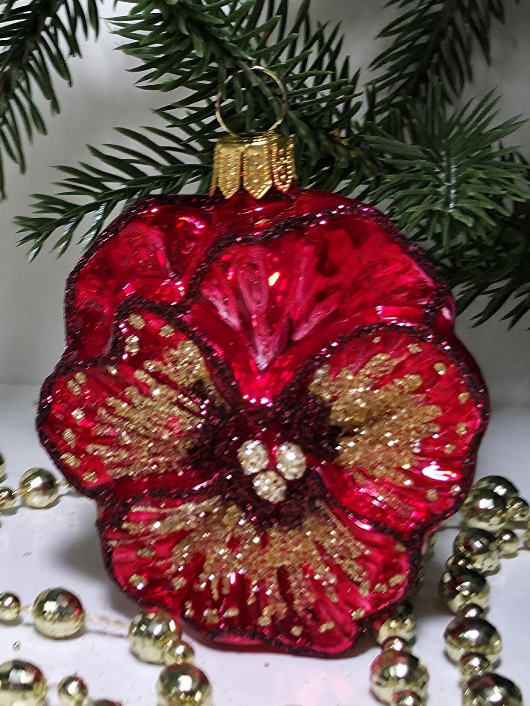 фото Стеклянная елочная игрушка Фиалка