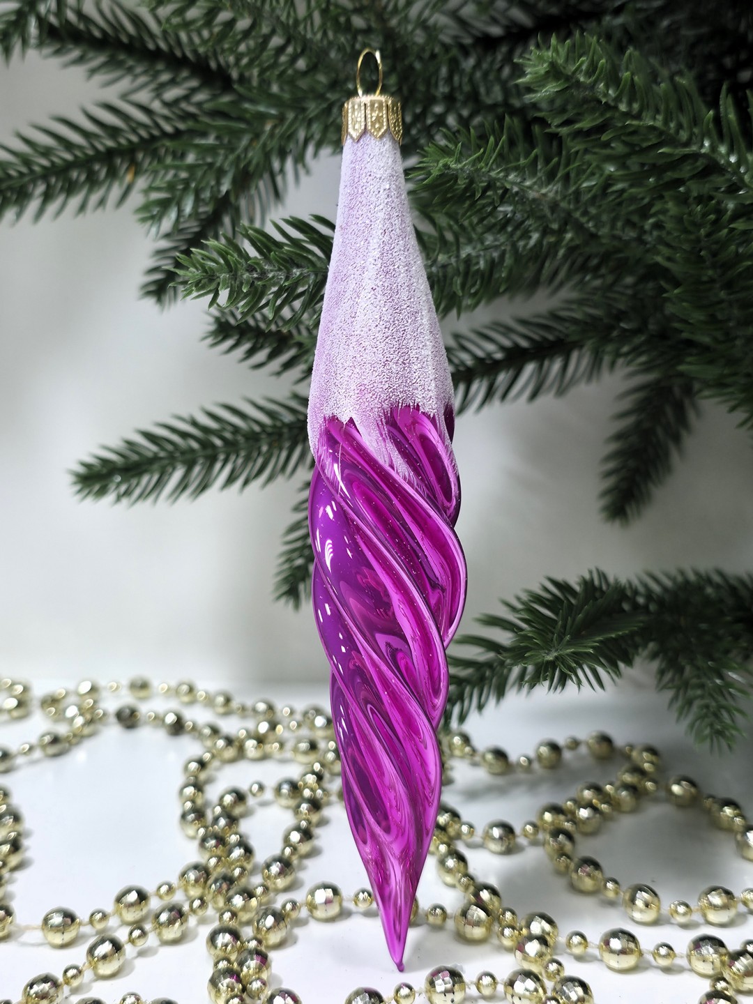 фото Стеклянная елочная игрушка Сосулька