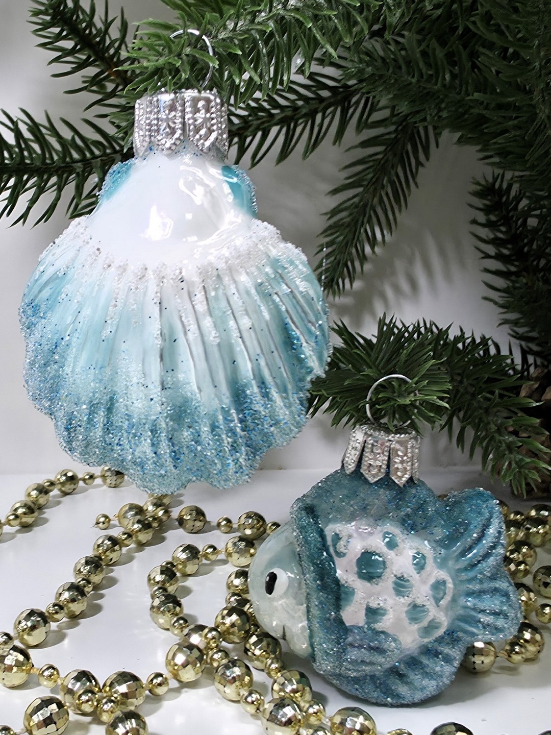 фото Набор ёлочных игрушек Ракушка и рыбка