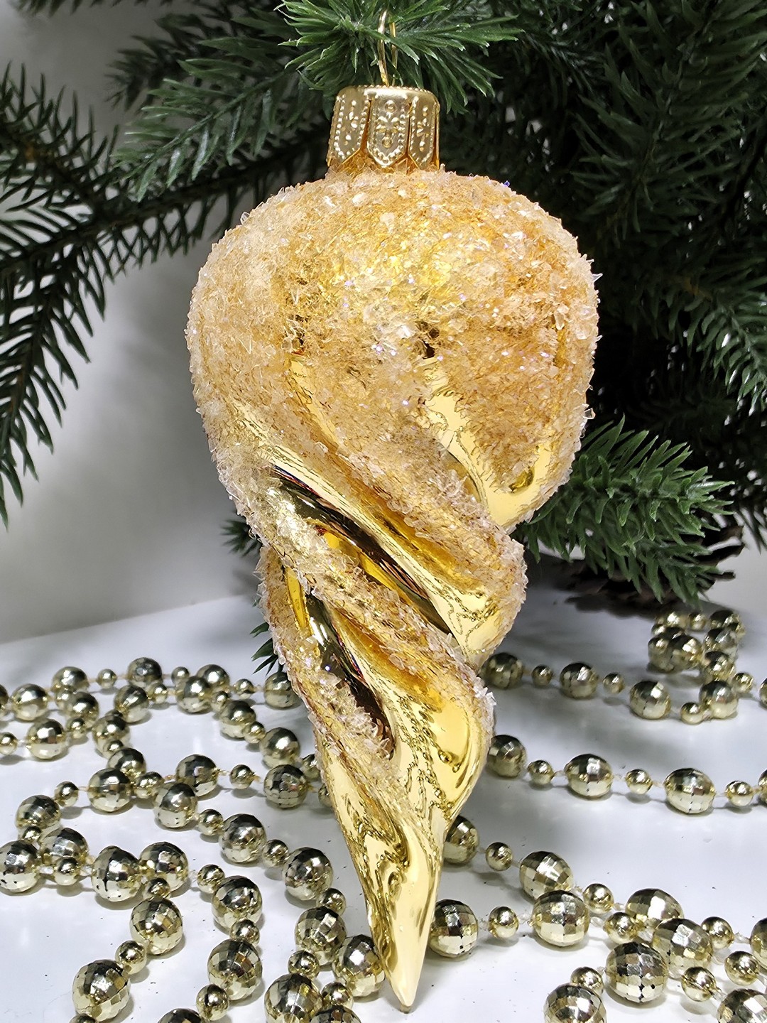 фото Стеклянная елочная игрушка Сосулька