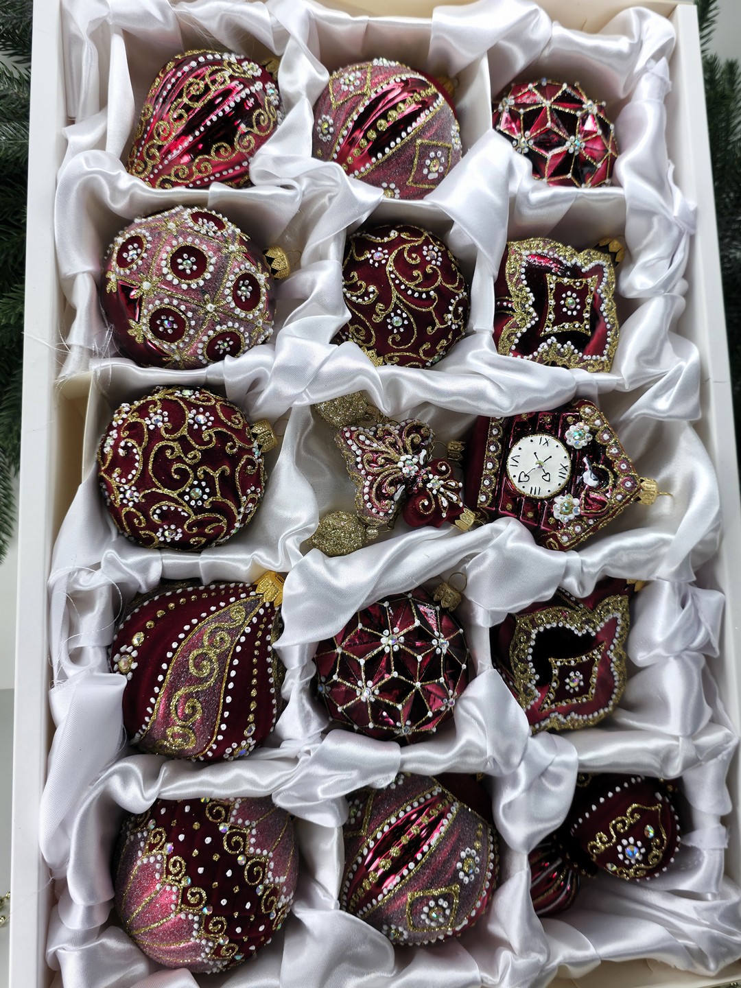 фото Набор ёлочных игрушек Бордо бархат