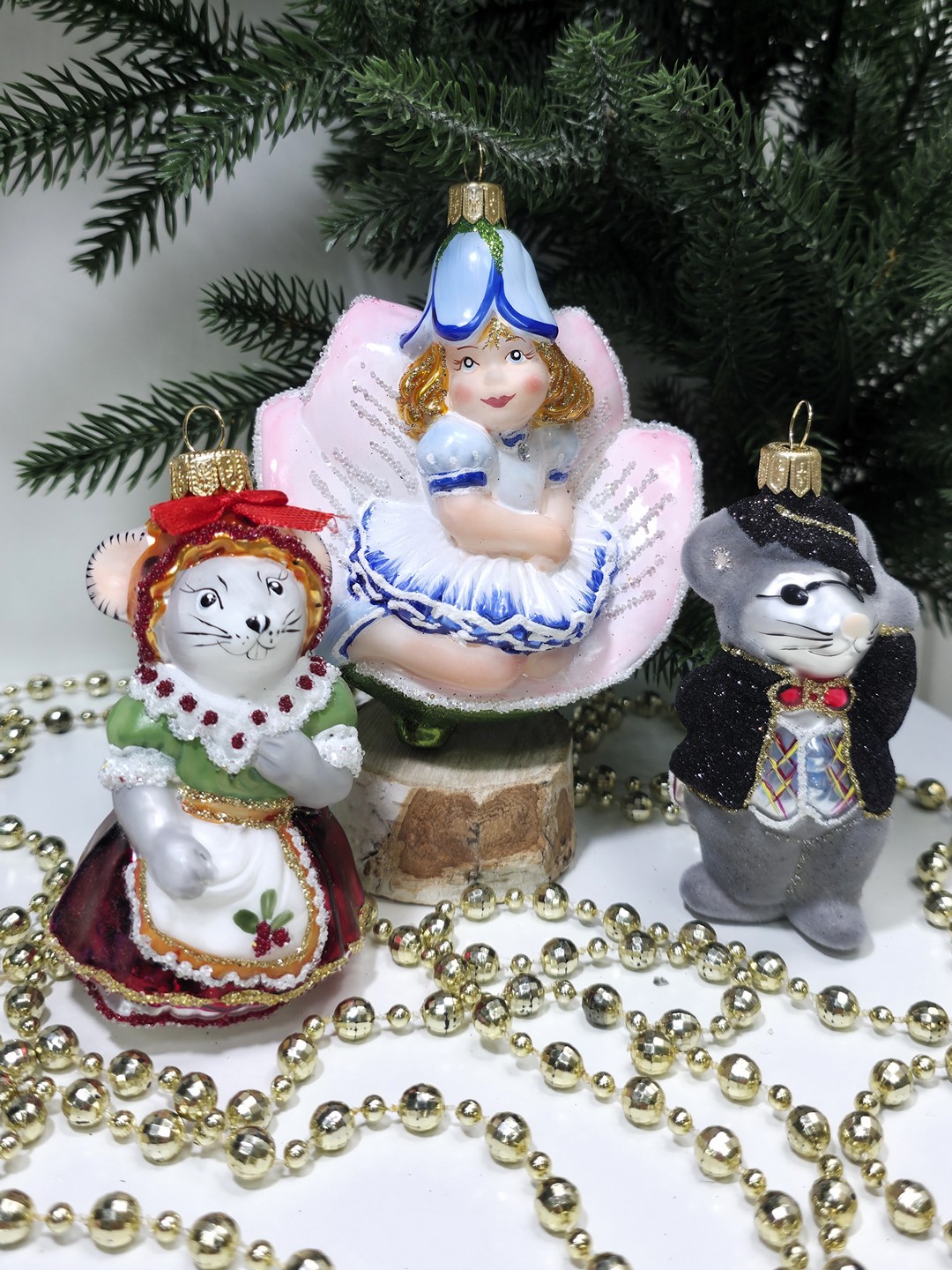 фото Набор ёлочных игрушек Дюймовочка, мышка и крот