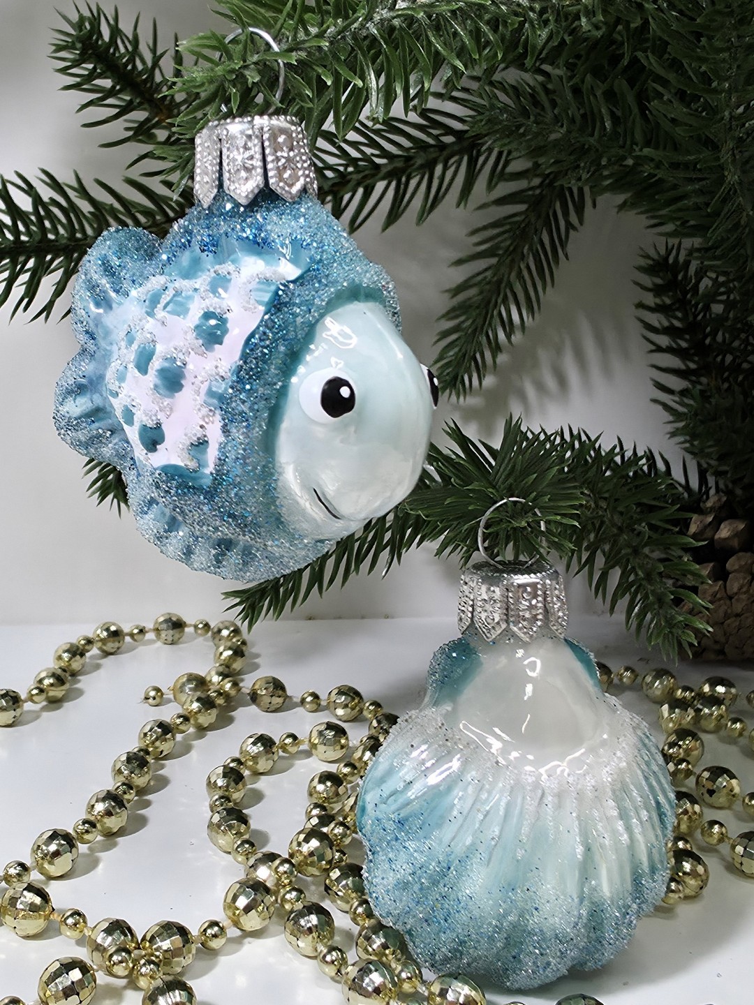 фото Набор ёлочных игрушек Ракушка и рыбка