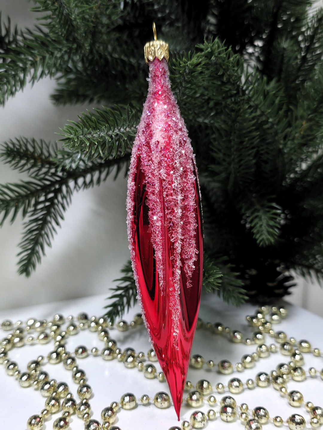 фото Стеклянная елочная игрушка Сосулька