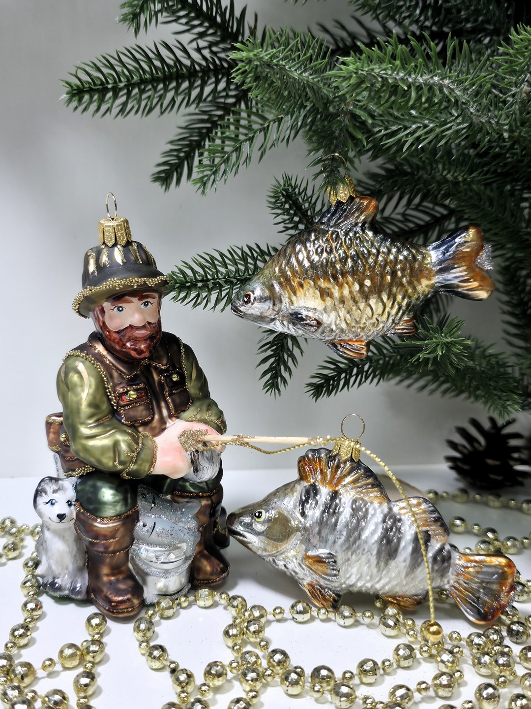 фото Набор ёлочных игрушек Рыбак и две рыбки