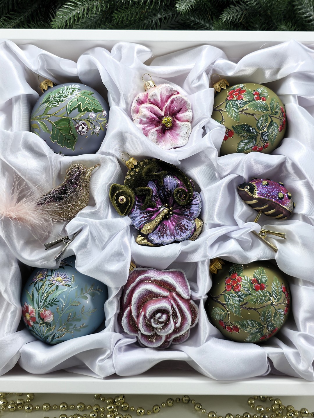 фото Набор ёлочных игрушек Цветочный