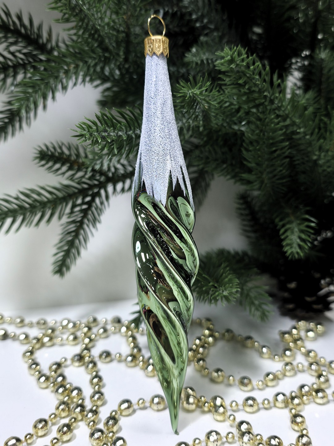 фото Стеклянная елочная игрушка Сосулька