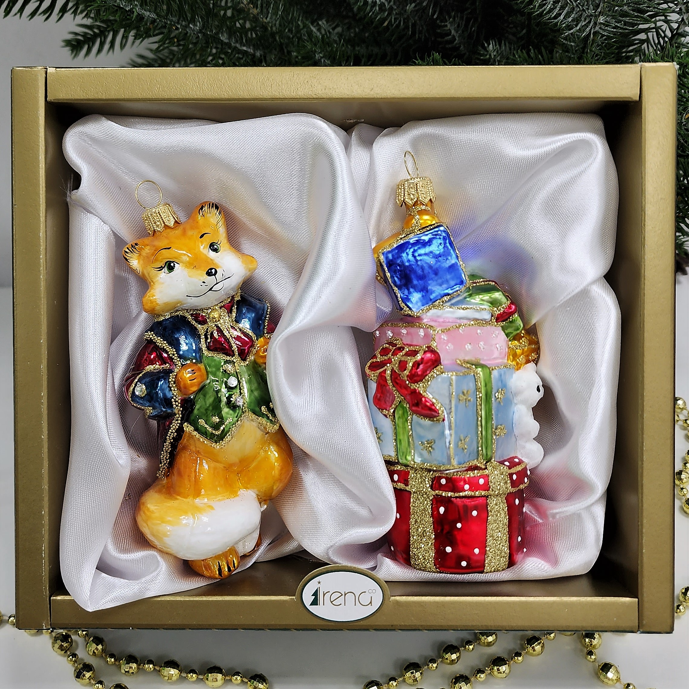 фото Набор ёлочных игрушек Лис и гора подарков