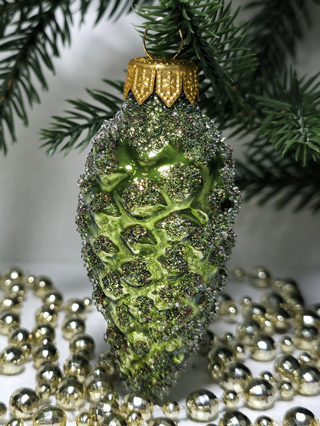 фото Стеклянная елочная игрушка Шишка