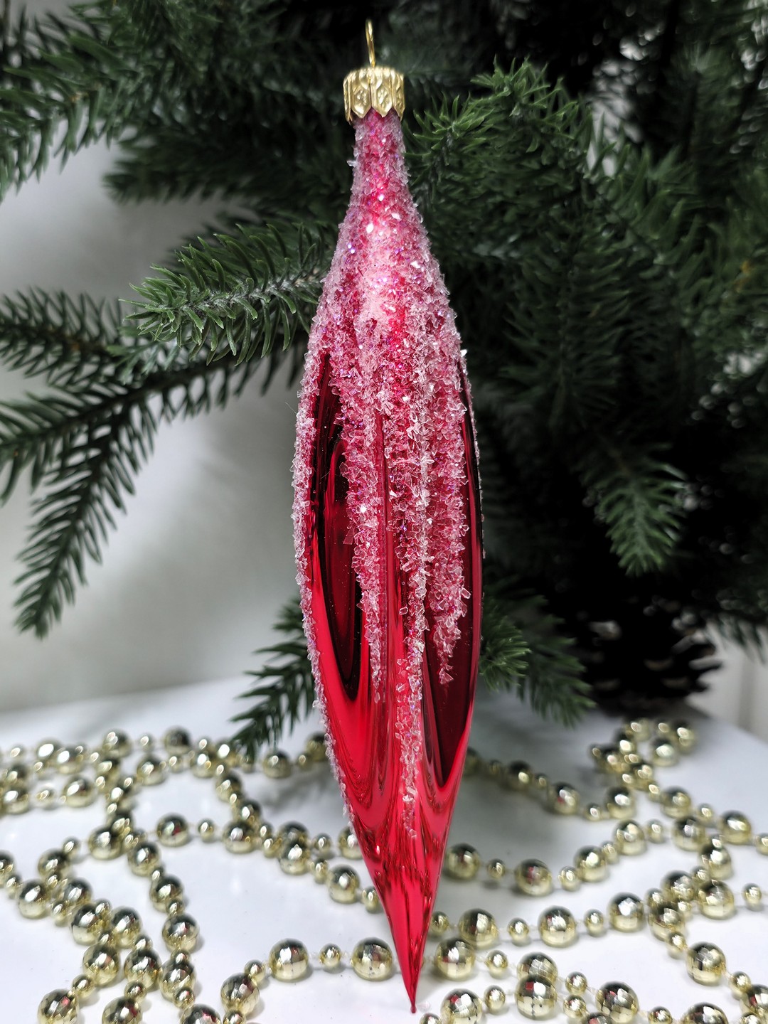 фото Стеклянная елочная игрушка Сосулька