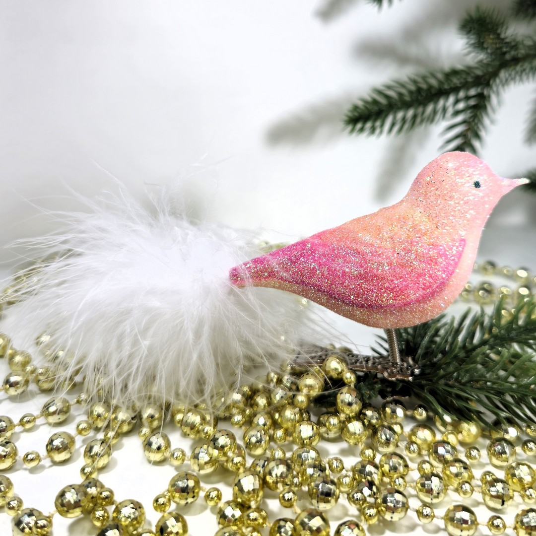 фото Стеклянная елочная игрушка Птичка